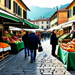 Home 14 Seasonal Italian Market**
"A vibrant Italian street market scene, showcasing vendors selling seasonal fruits and vegetables (pumpkins, chestnuts, cabbages), fully clothed vendors in appropriate attire interacting with customers, colorful produce displays, backdrop of traditional Italian architecture, safe for work, professional photography, perfect anatomy, natural proportions, family-friendly, high resolution."
**